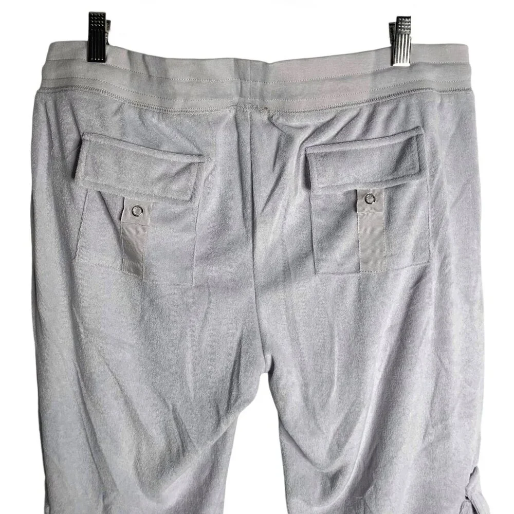 •SOLD•BCBGMAXAZRIA Silver Embellished Terry Cloth Wide Leg Track Pants NWT XL - Picture 8 of 8